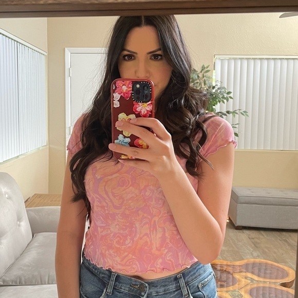 Abound Sheer Pink Swirl Baby Tee - Picture 1 of 5